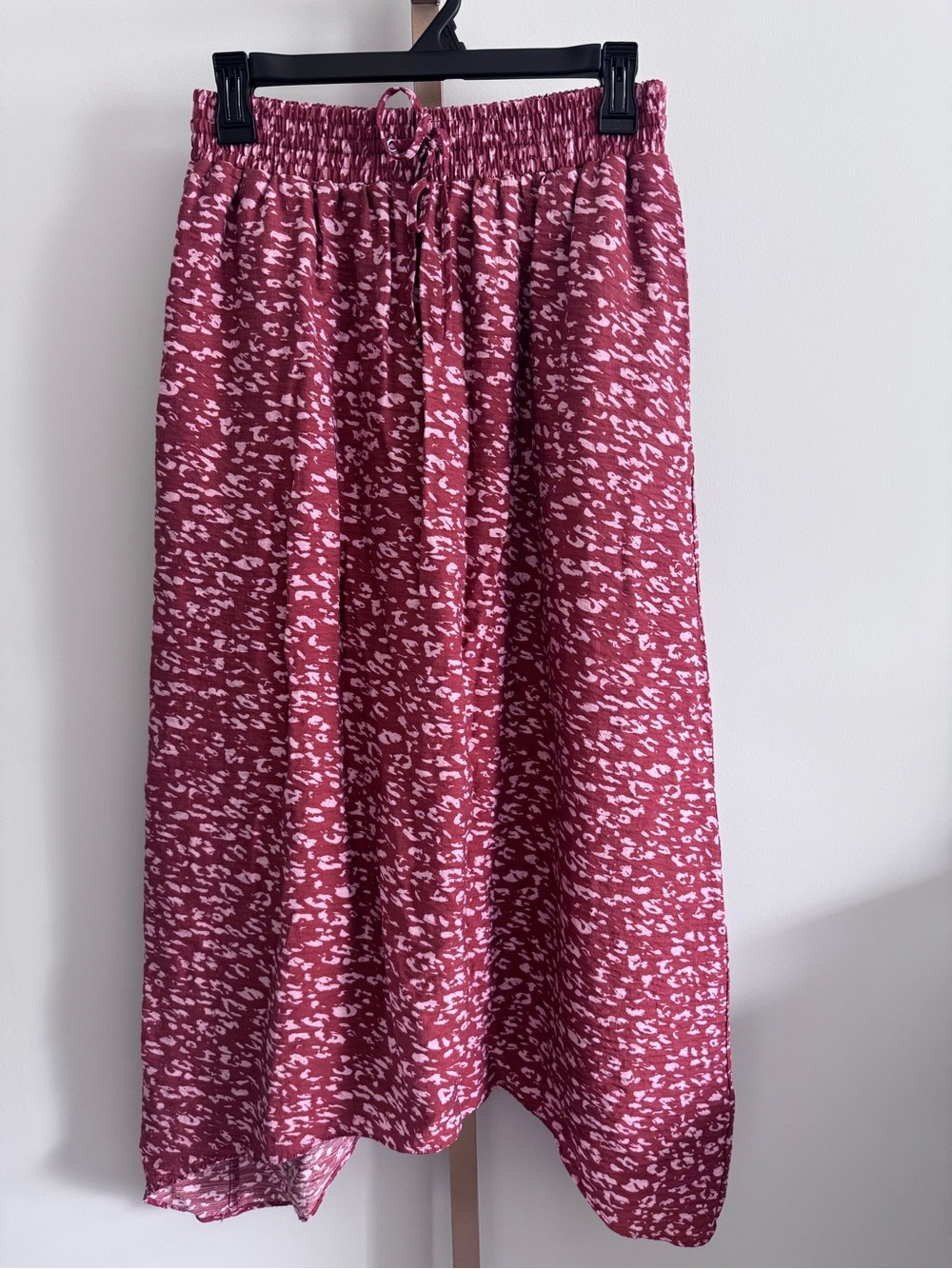 Simply Vera- Vera Wang Pink/Orange Patterned Drawstring Midi Skirt